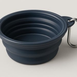 Collapsible Silicone Dog Water Bowl with Carabiner for Pet Travel