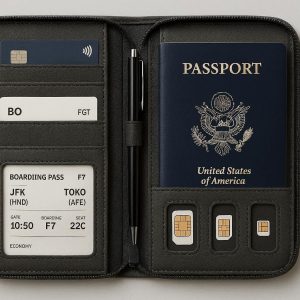 Travel Document Organizer Passport Holder with SIM Card Storage
