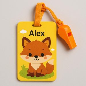 Personalized Kids Luggage Tag with Cute Animal Design and Whistle